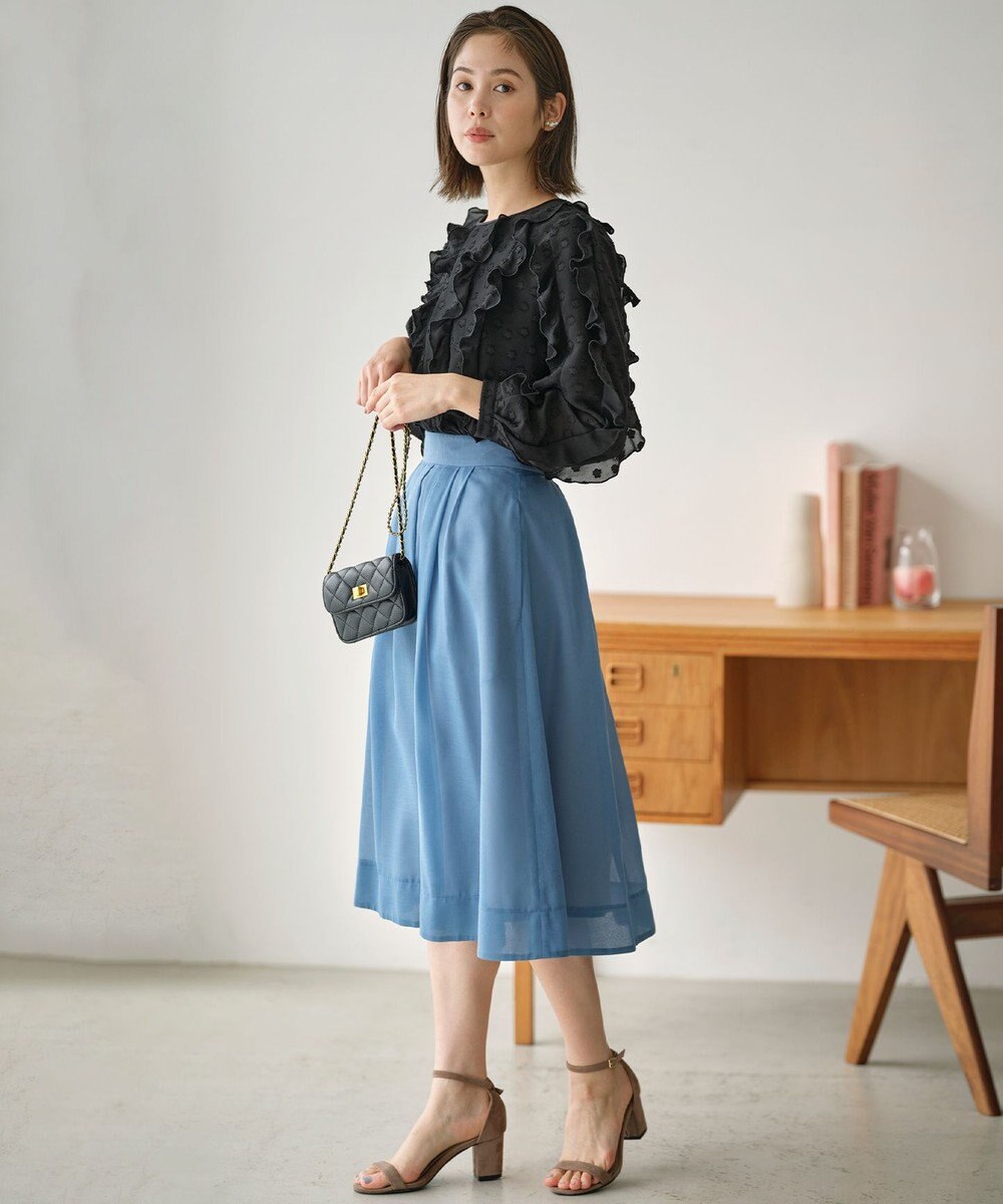 組曲 L 【洗える・シワになりにくい】カラーボイル シアーフレアスカート 