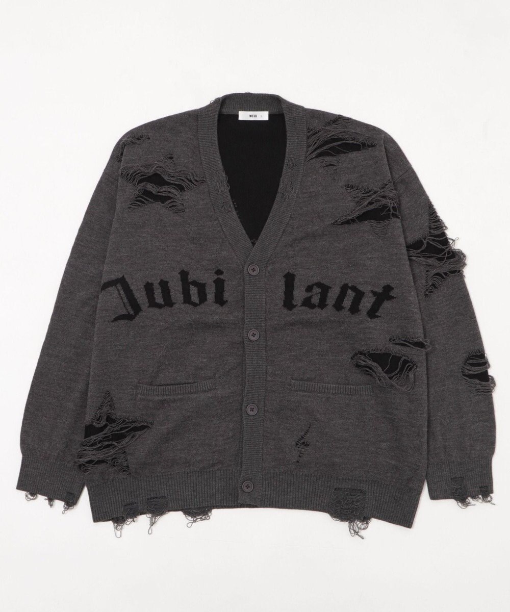 WEGO 【ユニセックス着用ITEM】ダメージジャガードカーディガン 