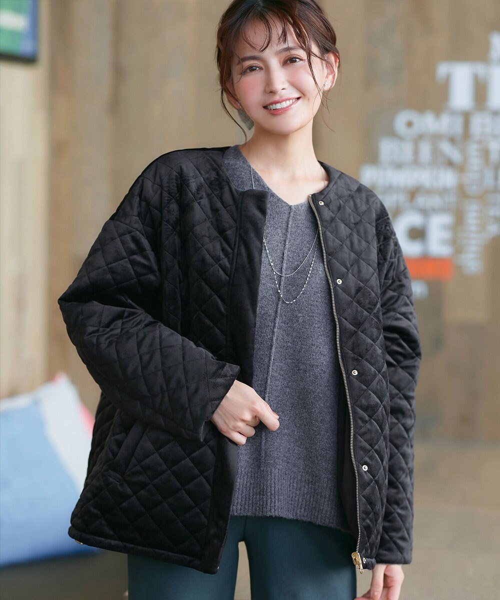 Tiaclasse 【リバーシブル】表裏2WAYベロアキルティングブルゾン 