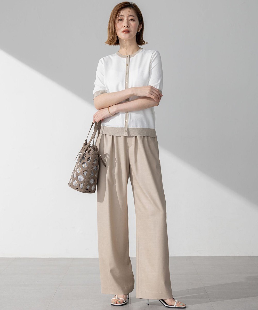 23区 S 【WEB&一部店舗限定/洗える】レーヨンポリエステルストレッチ 半袖 カーディガン 