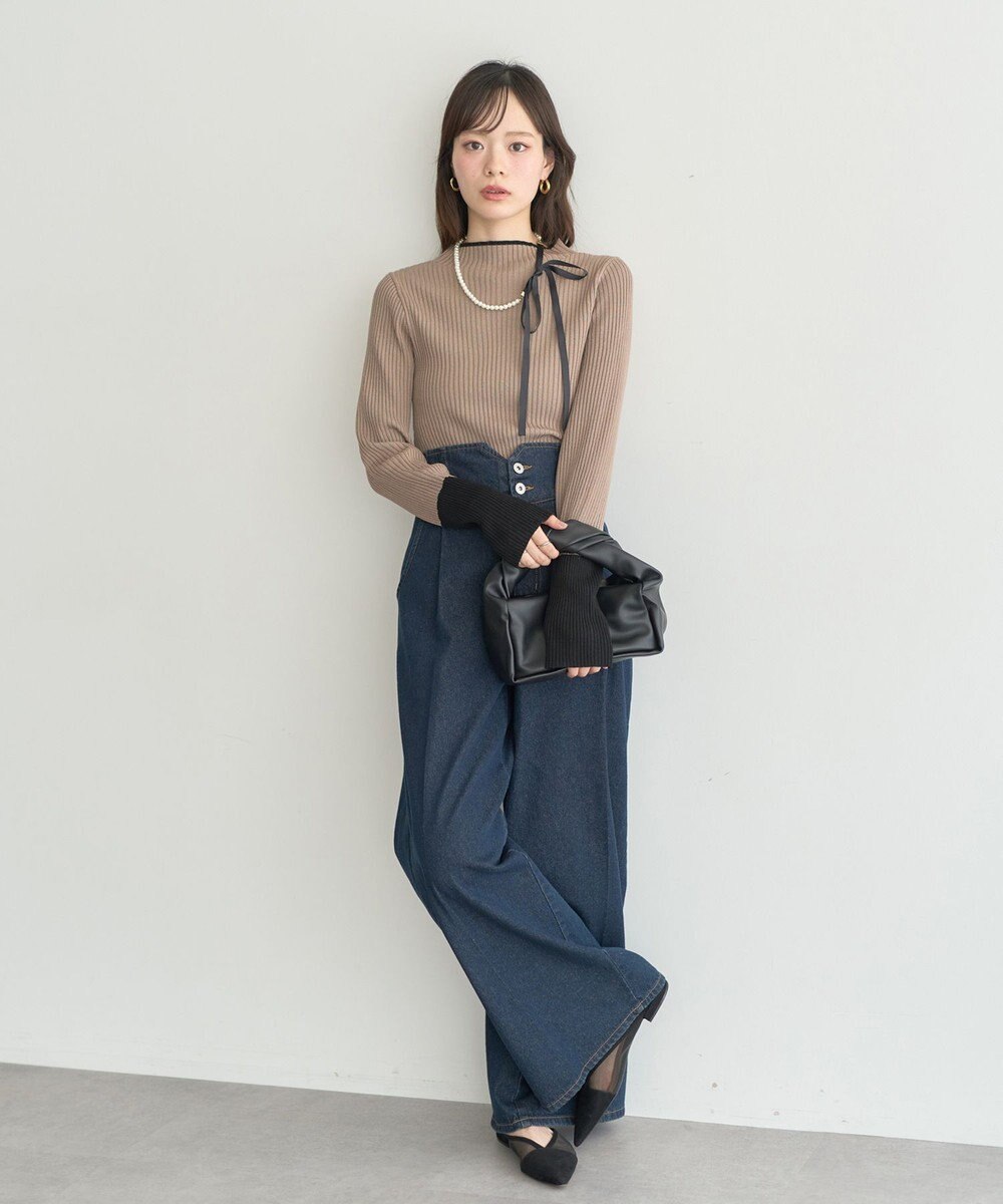 earth music&ecology ハイネックリブニットプルオーバー 