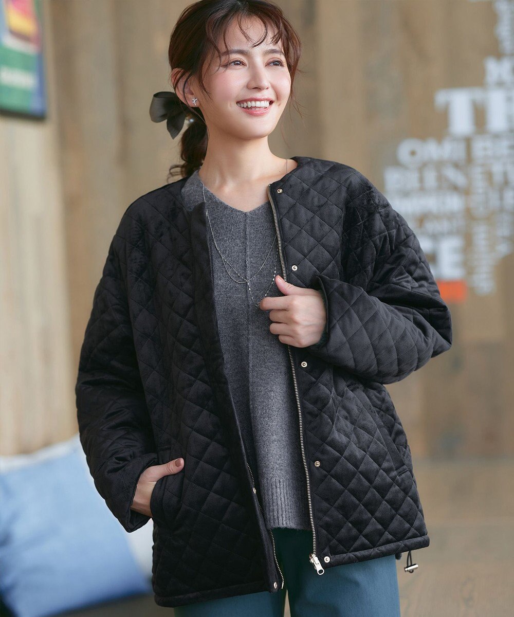 Tiaclasse 【リバーシブル】表裏2WAYベロアキルティングブルゾン 