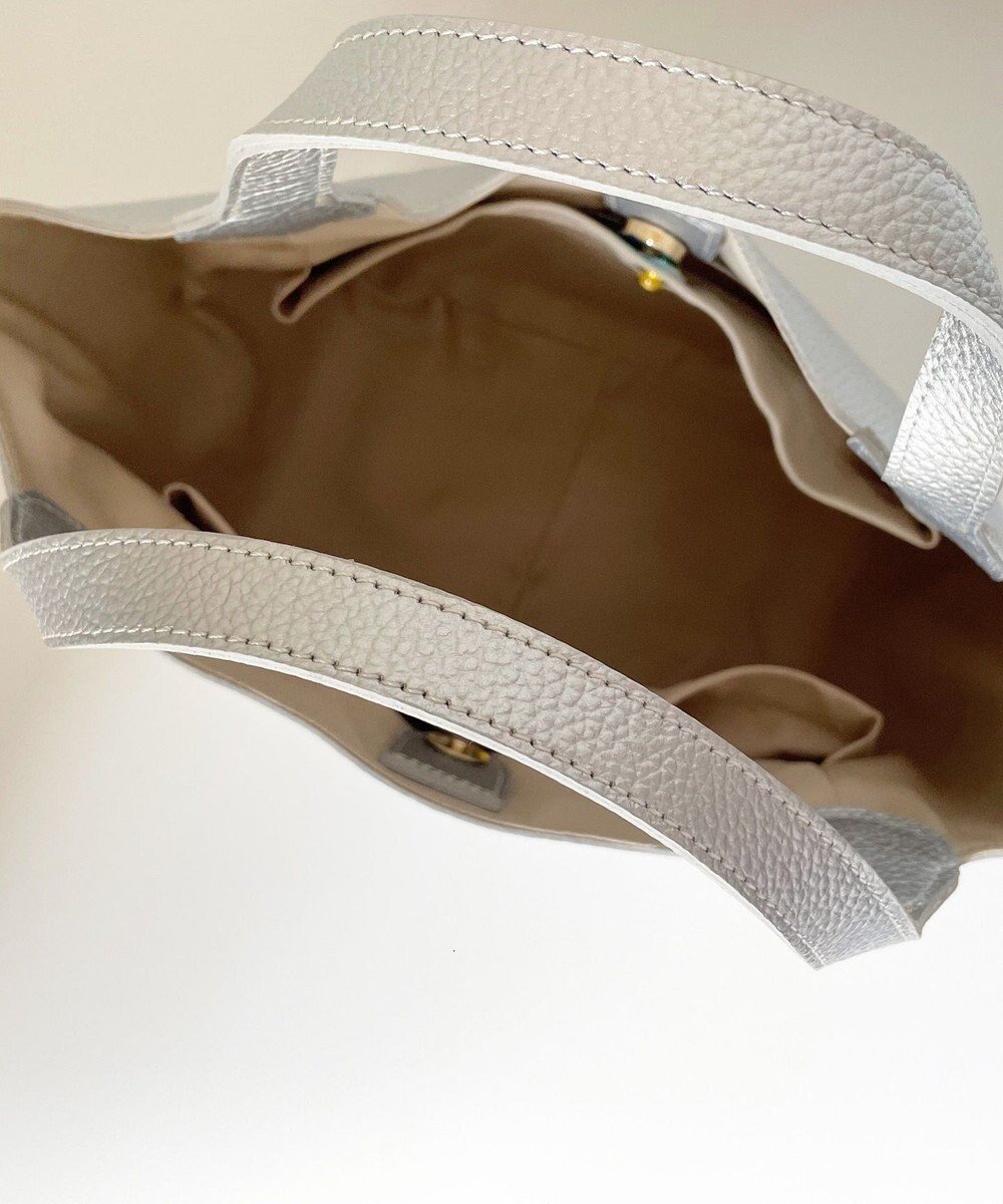 Hekhèr Le Style de Vie 新素材・新色【日本製/セレモニーにも】シュリンクレザー ハンドバッグ small シルバー 