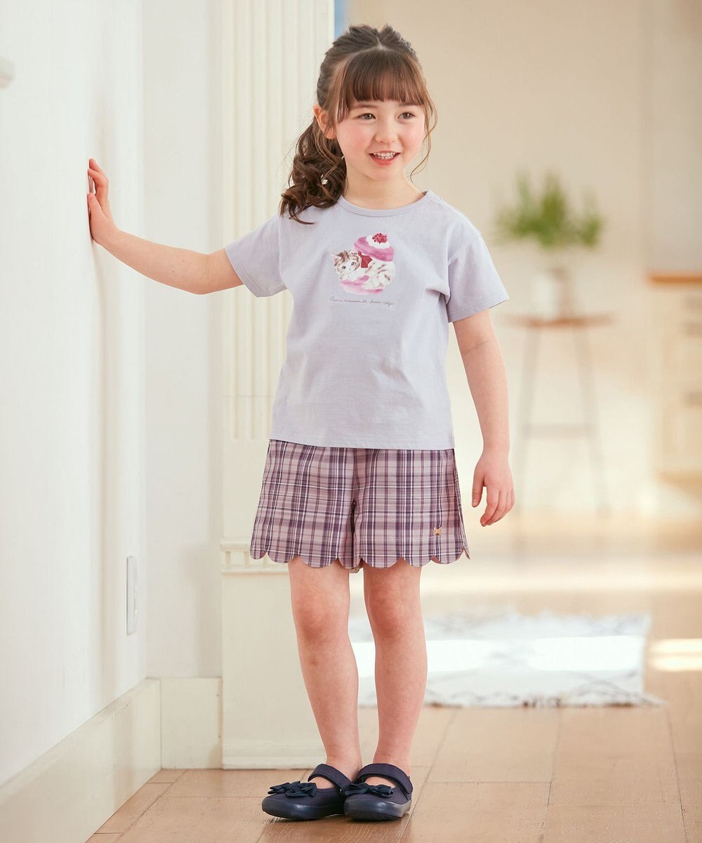 ANY KIDS 裾 スカラップ チェック パンツ 