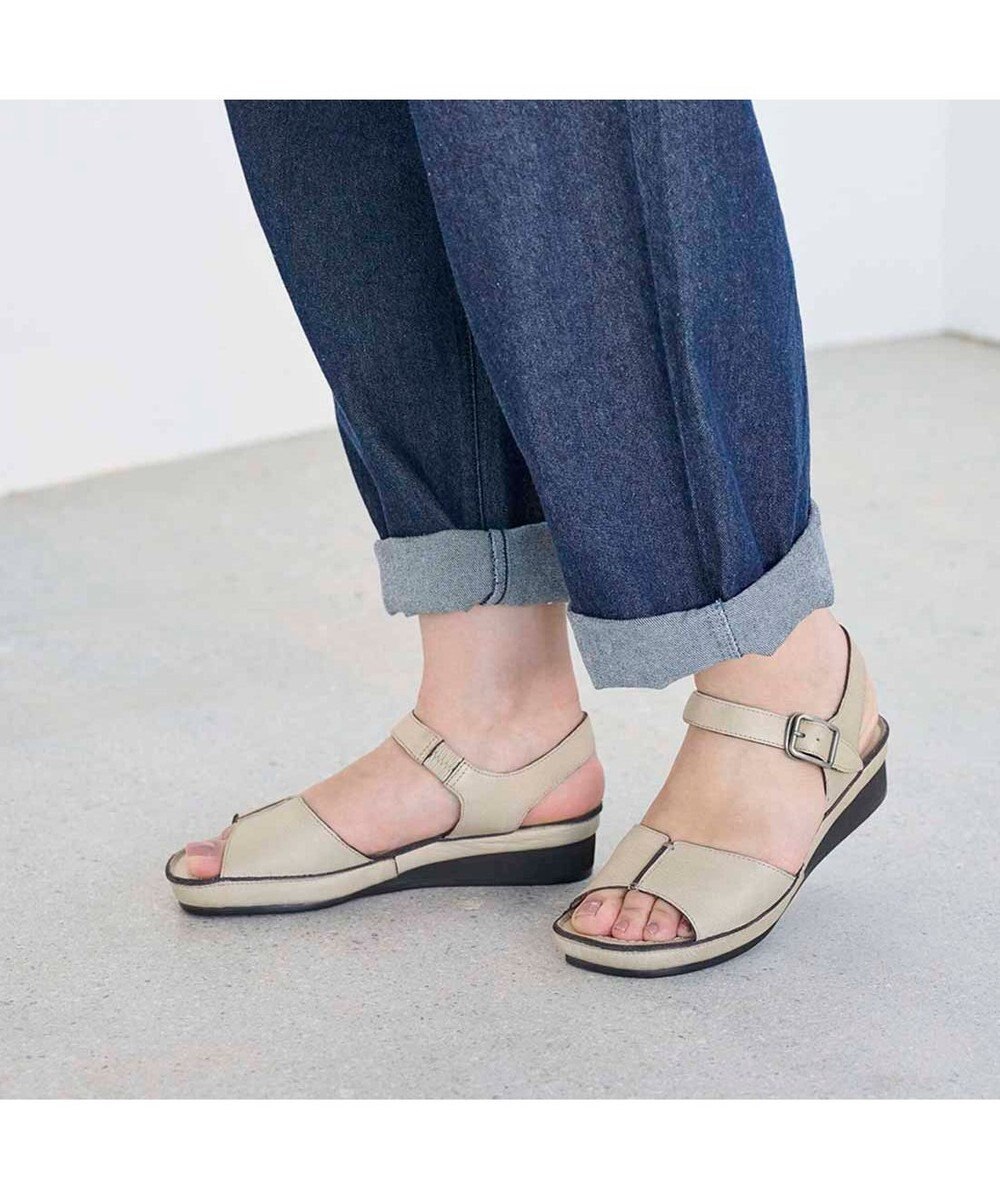 ing <ing>【WEB限定】ウエッジヒールレザーサンダル 