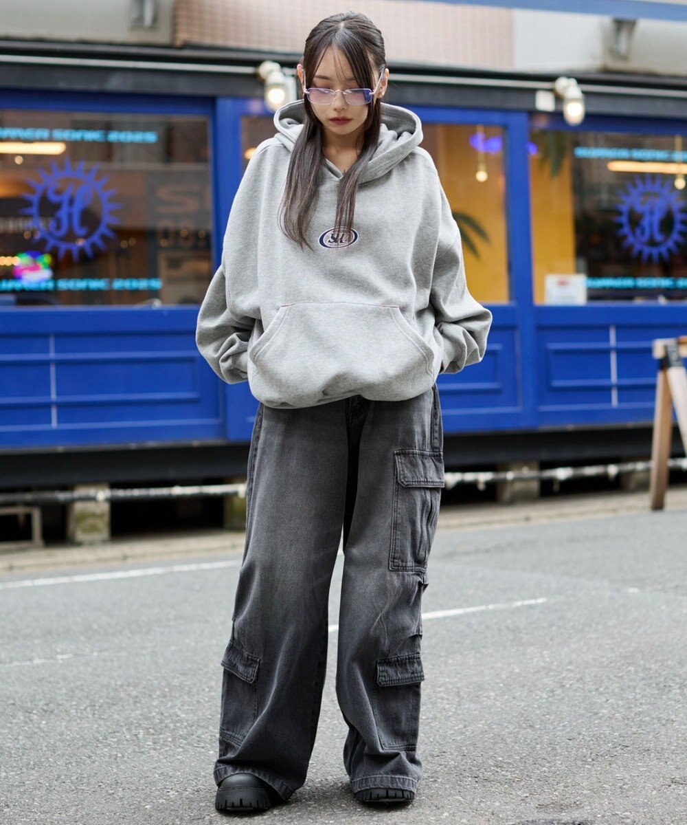 WEGO 【ユニセックス着用ITEM/裏起毛】バルーンクロップドグラフィックプルパーカー 