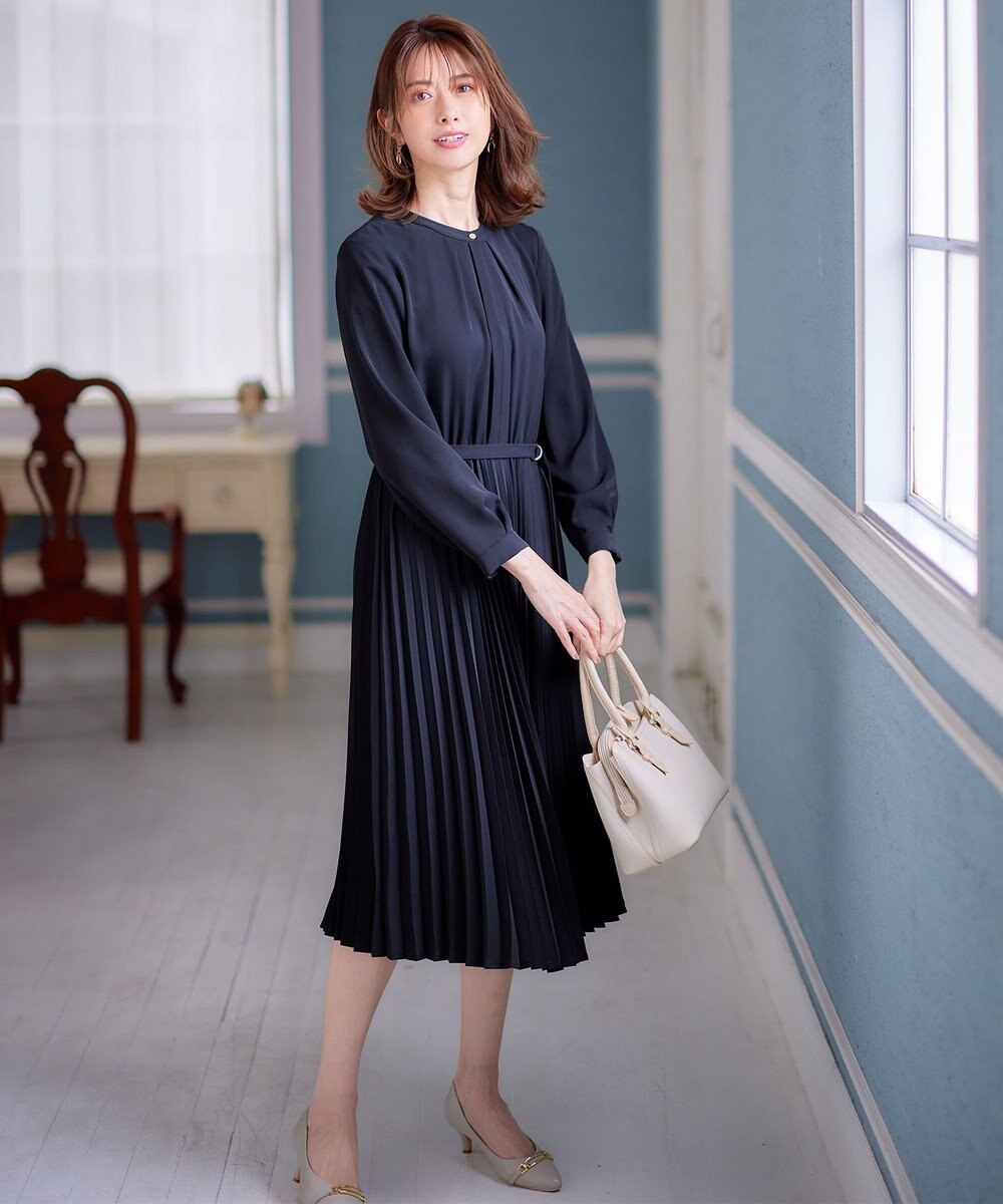 ANY SIS 【AIコラボ】スタンドカラープリーツ ワンピース 