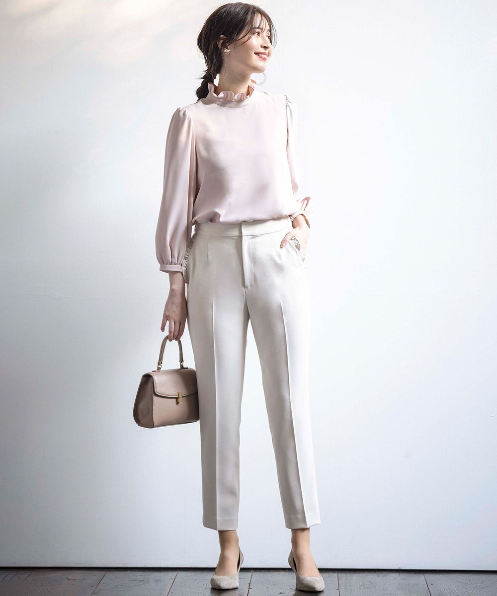 組曲 【KUMIKYOKU NAVY】コンフォータブルドレープフリル テーパードパンツ 