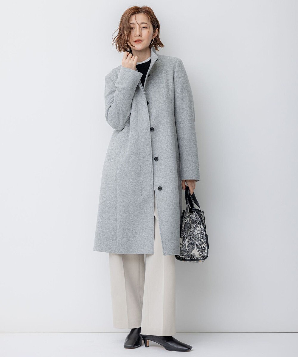 23区 L ウールカシミヤビーバー スタンドカラー コート 