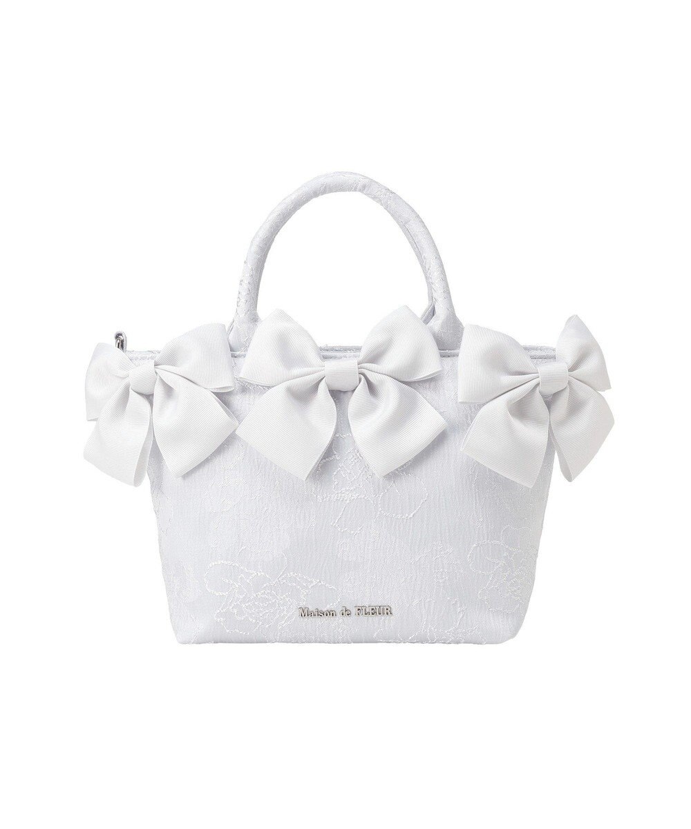 Maison de FLEUR ブルーマニアボリュームリボン２ＷａｙトートＳバッグ 