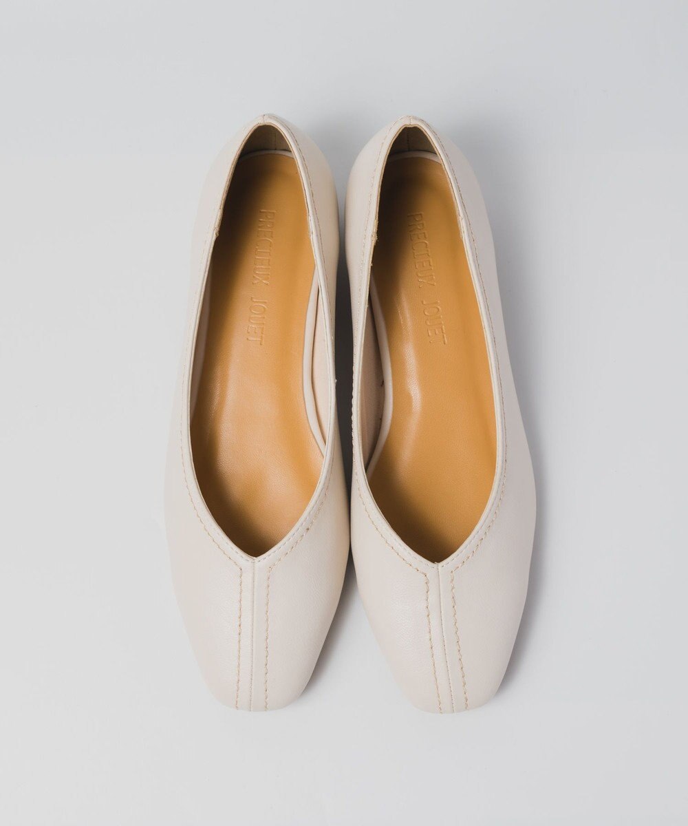 BONTRE 【PRECIEUX JOUET/プレシュウジュエ】デザインステッチVカットフラットパンプス 