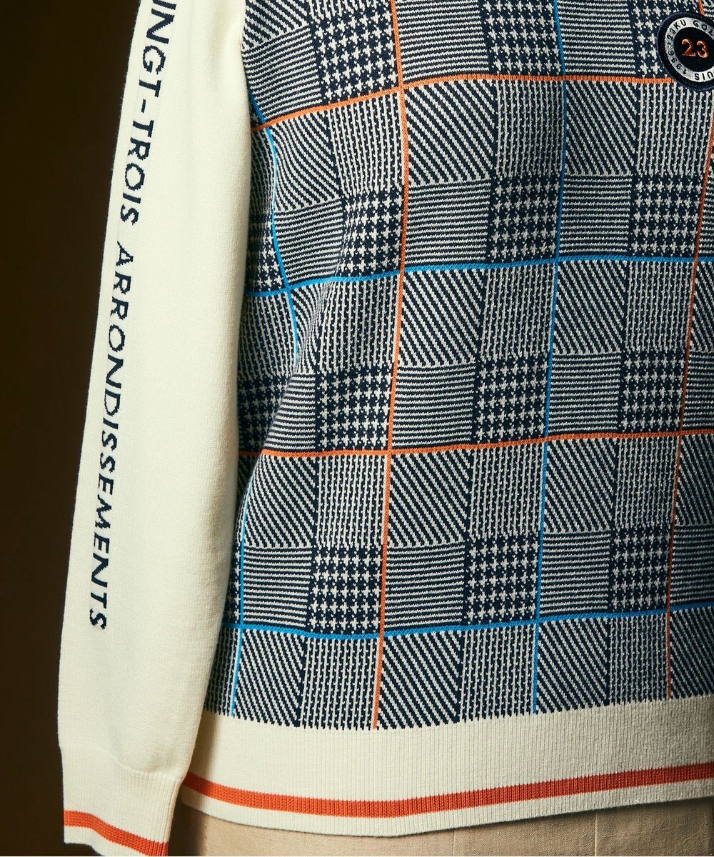 23区GOLF 【WOMEN】チェックジャガード クルーネック ニット 