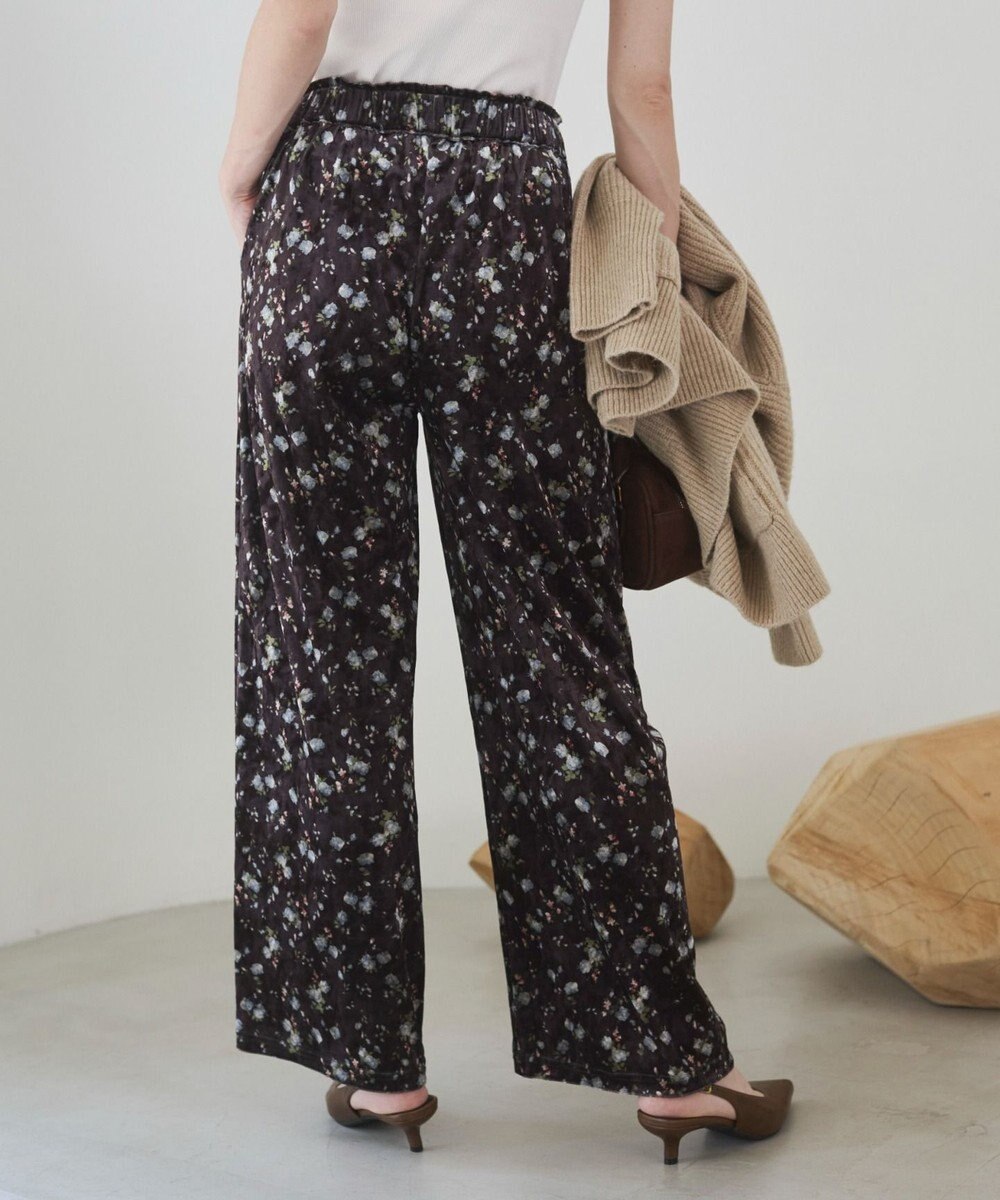 WEGO 【ANGIE VINTAGE】ベロア小花柄イージパンツ 