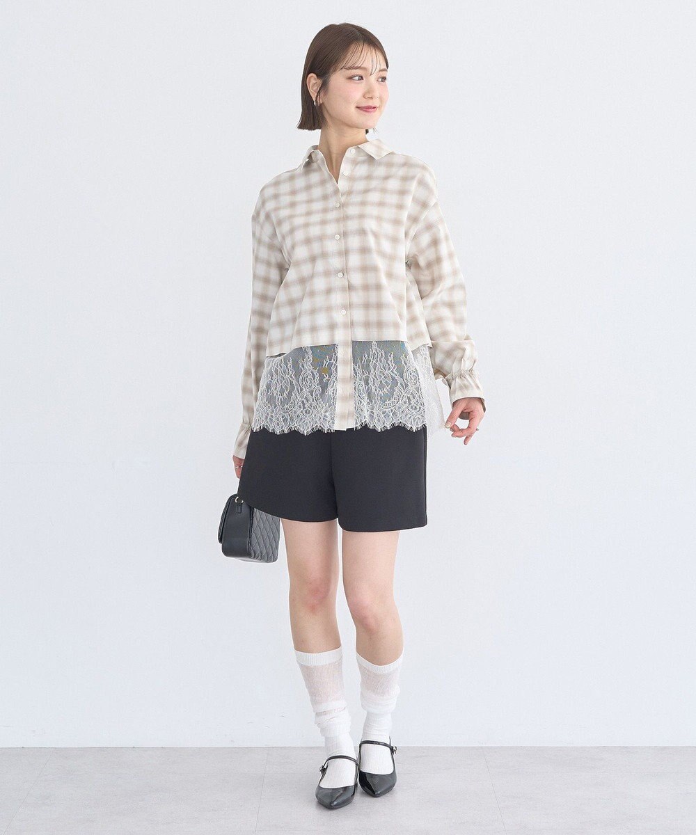 earth music&ecology 適ON レースヘムシャツ 