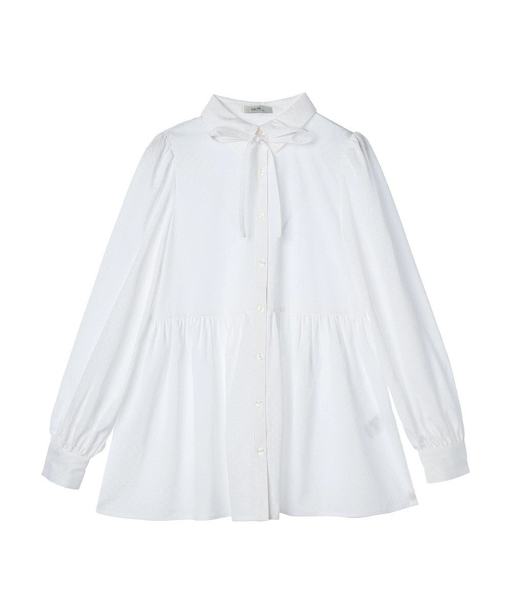 earth music&ecology リボン付き切り替えギャザーシャツチュニック 