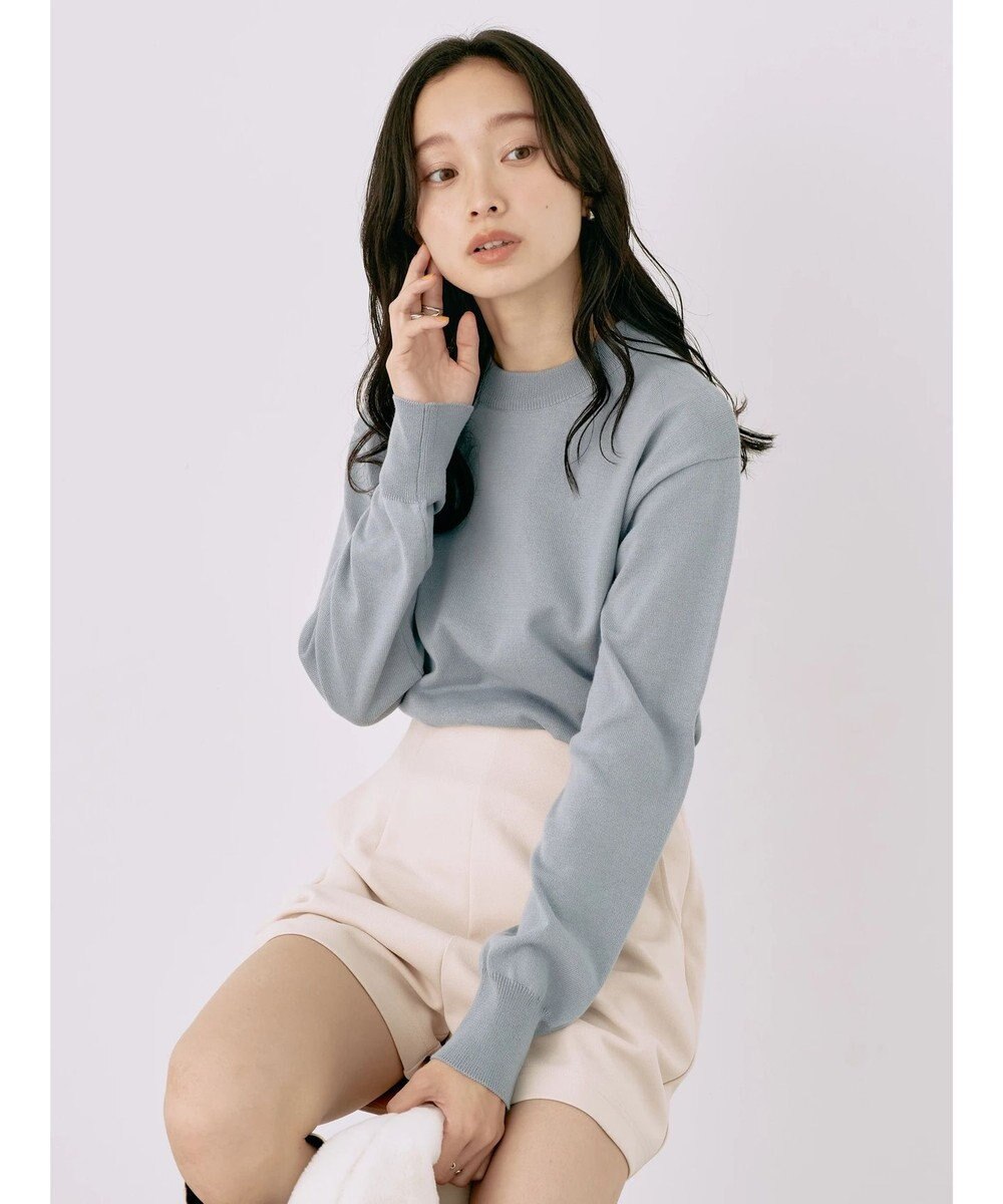 earth music&ecology バックボタンクルーネックニットプルオーバー 