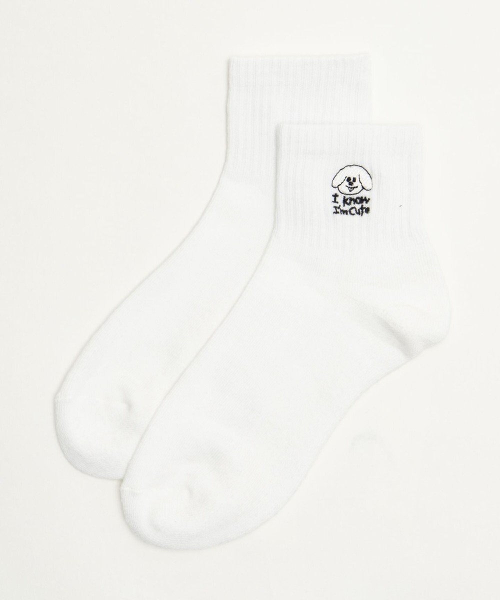 WEGO 手描き風刺繍アンクルパイルソックス 