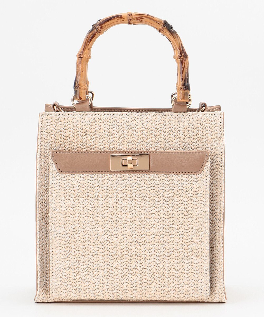 ANY SIS 【美人百花7月号掲載】2WAYバンブーライクハンドルミディ トートバッグ 