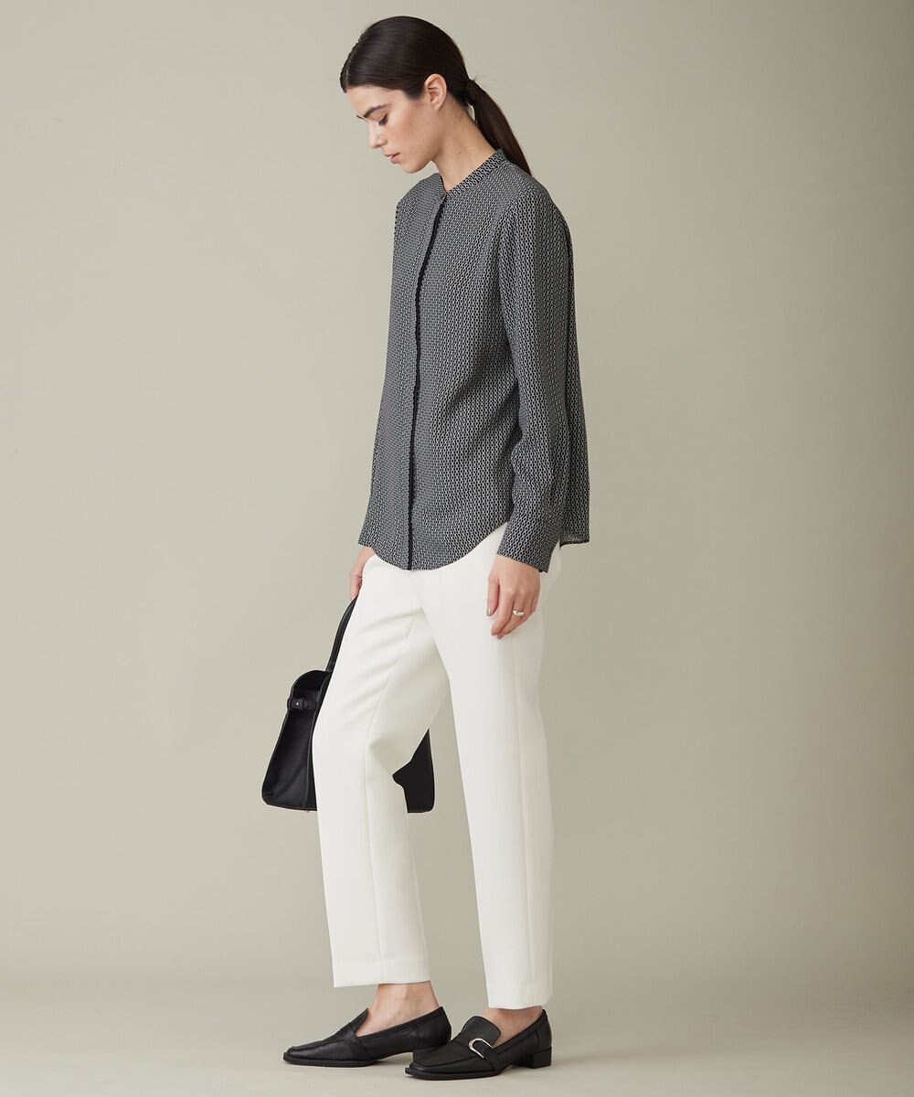 ICB 【WEB限定カラーあり・速乾・洗える】BackSatinAmunzen バンドカラーブラウス 