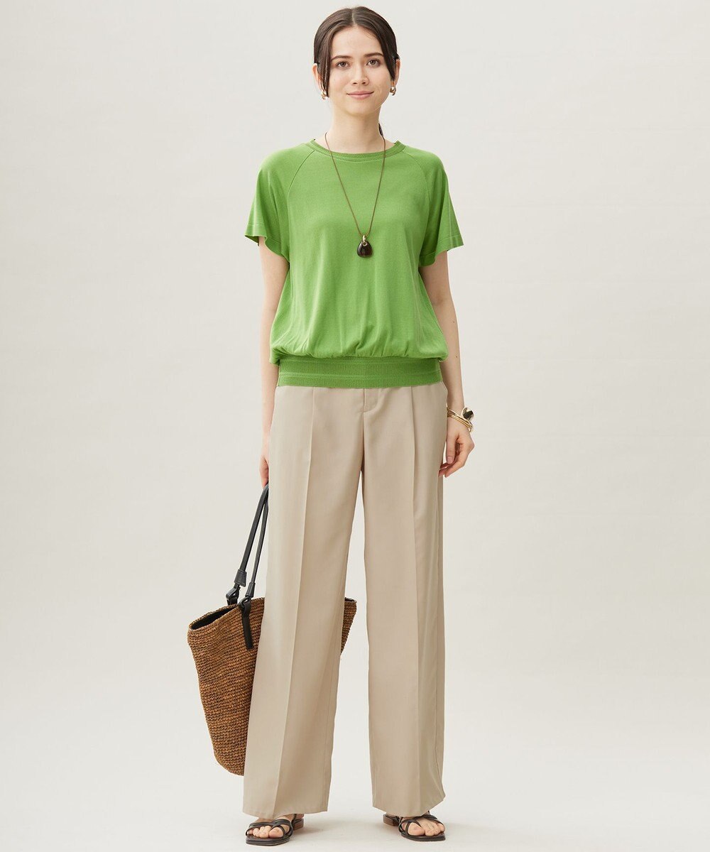 自由区 【カタログ掲載・接触冷感・UVケア・洗える】フルダルスパンマイクロピーチワイドストレート パンツ 