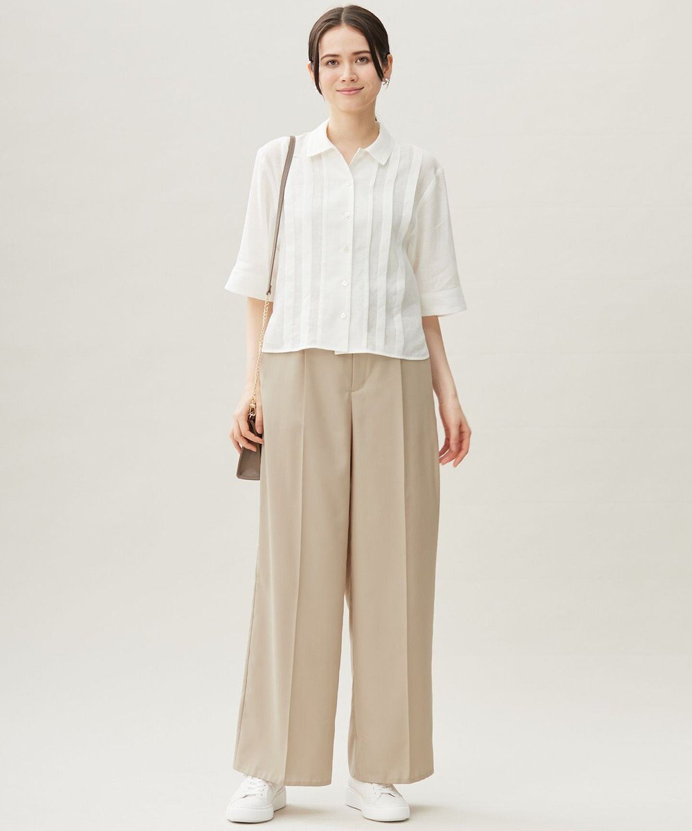 自由区 【カタログ掲載・接触冷感・UVケア・洗える】フルダルスパンマイクロピーチワイドストレート パンツ 