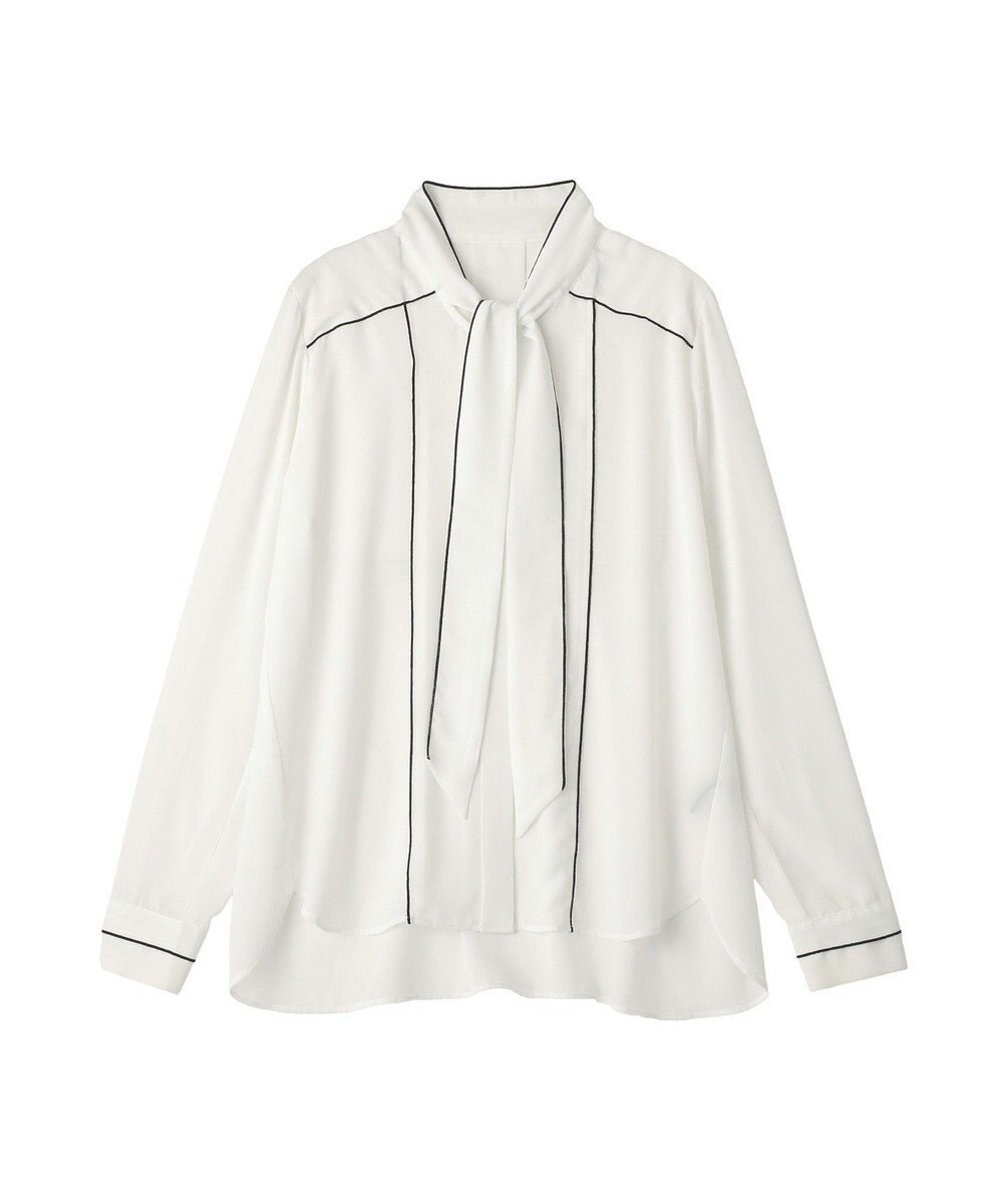 YECCA VECCA 配色ラインボウタイブラウス 