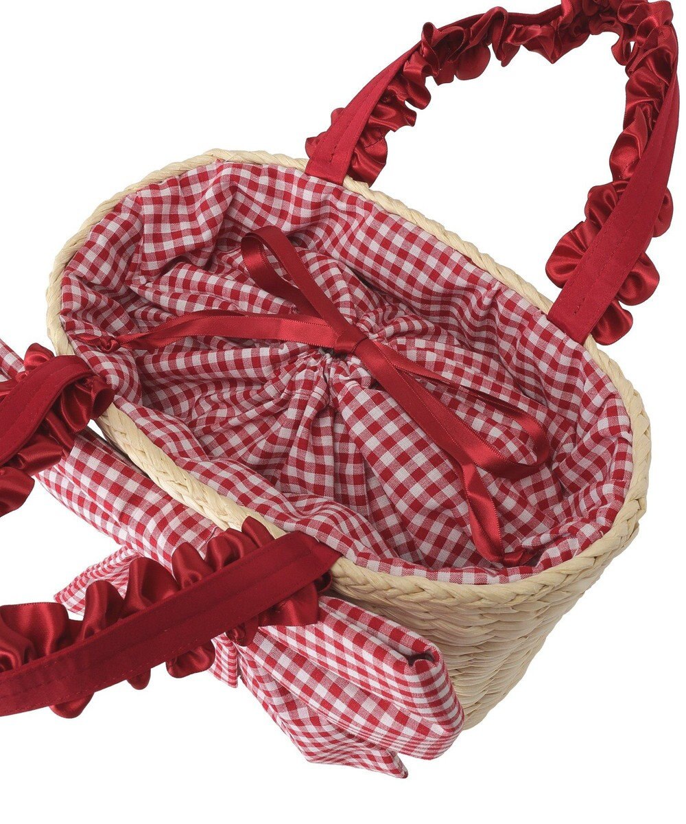 Maison de FLEUR リボンメイズフリルハンドルカゴバッグ 