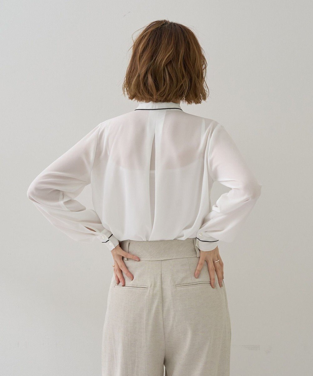 YECCA VECCA 配色ラインボウタイブラウス 