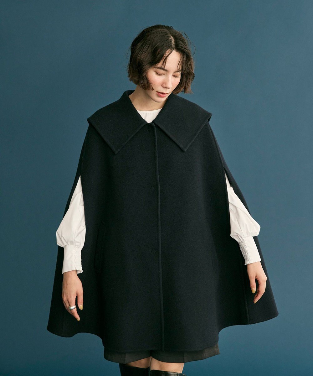 #Newans セーラーカラーダブルフェイスケープコート 