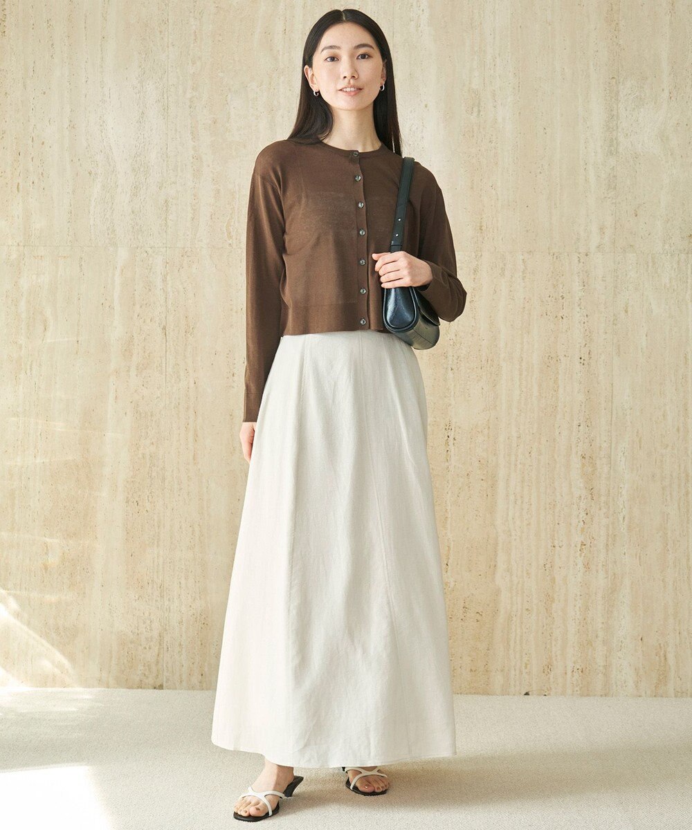 UNFILO リネンレーヨン セミフレアスカート 