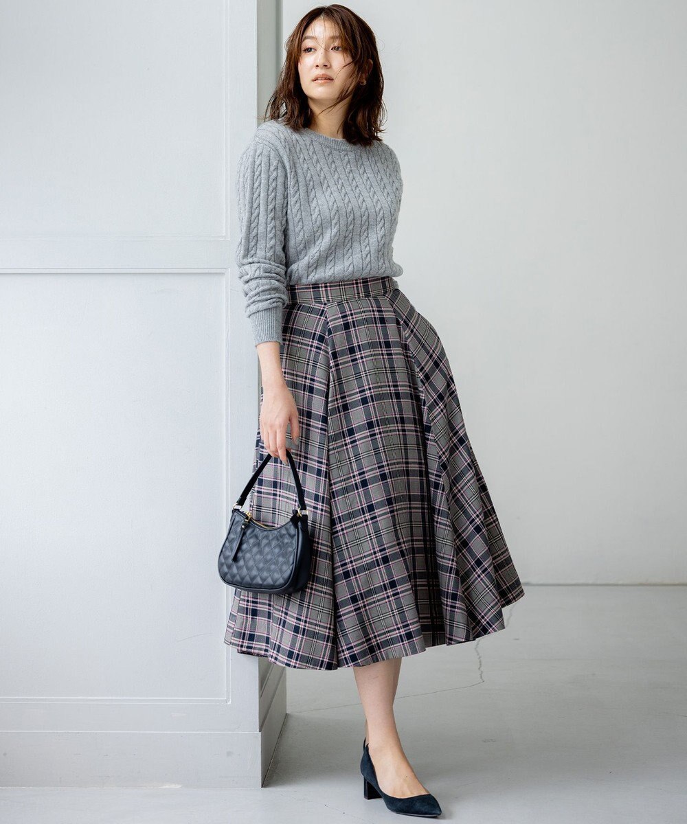 組曲 L カシミヤブレンドバルキーケーブル ニット 