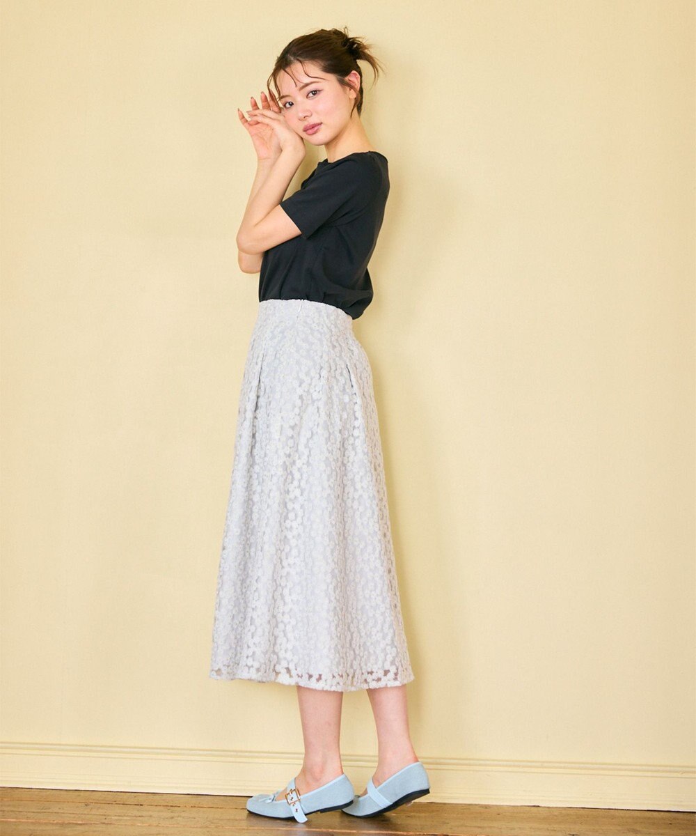 Feroux フラワー刺繍 フレアスカート 