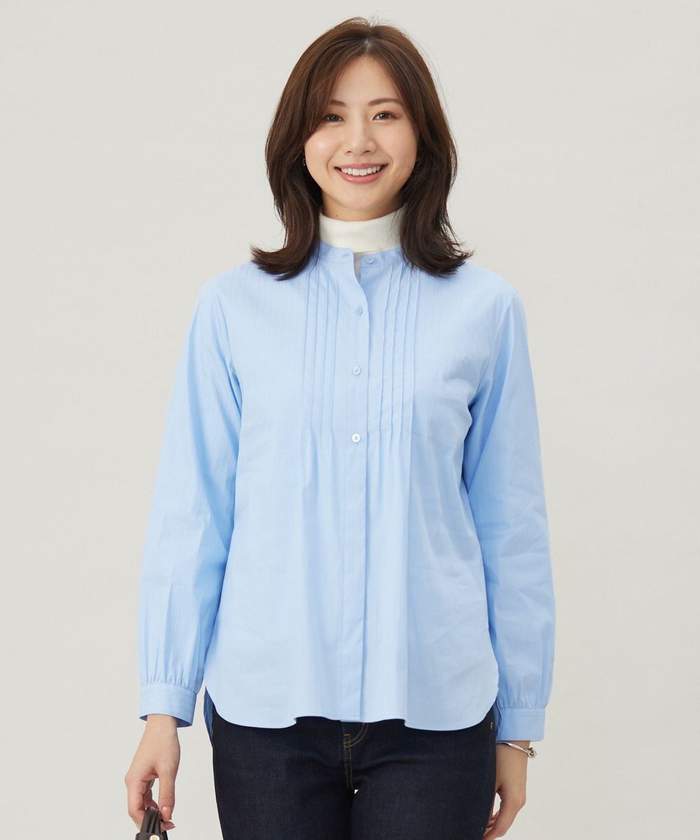 J.PRESS LADIES S 【洗える】BEZコットンナイロン ストライプ ピンタック ブラウス 