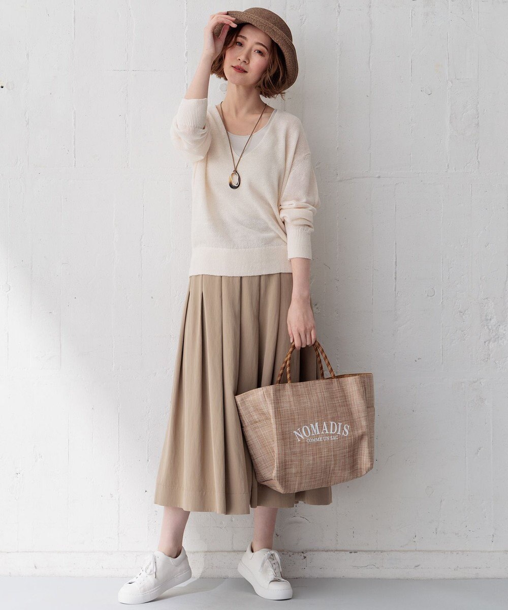 23区 L 【CLASSY.6月号掲載/洗える】ピュアリネンバルキー Vネックニット 