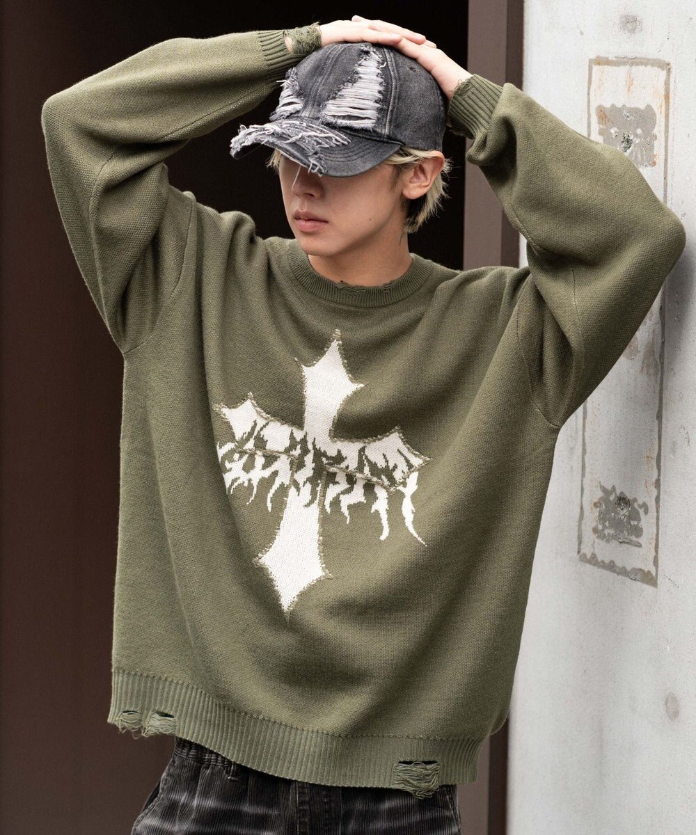 WEGO ダメージジャガードプルオーバー 