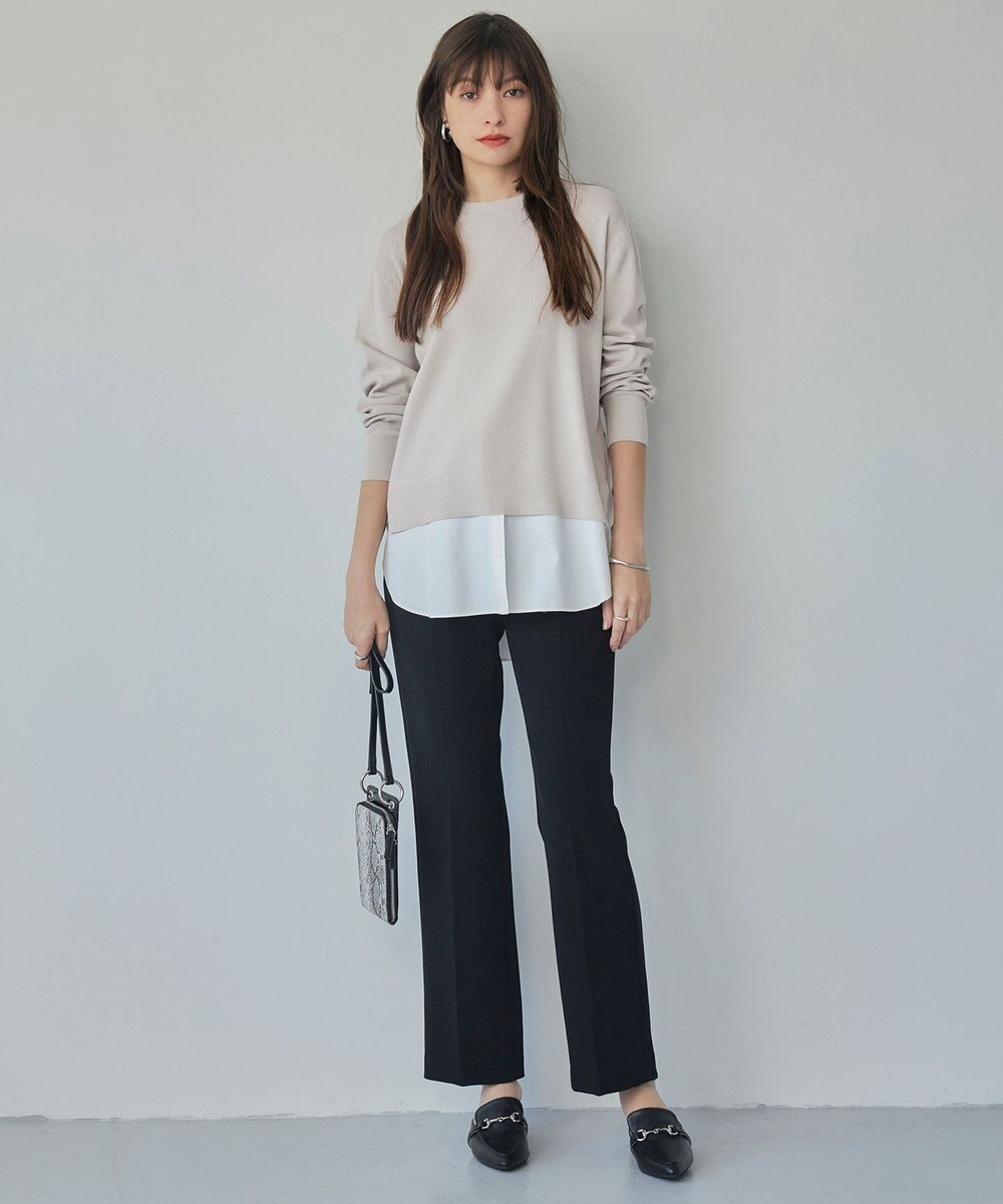 ICB 【洗える】TaPeダブルクロス セミフレアパンツ 