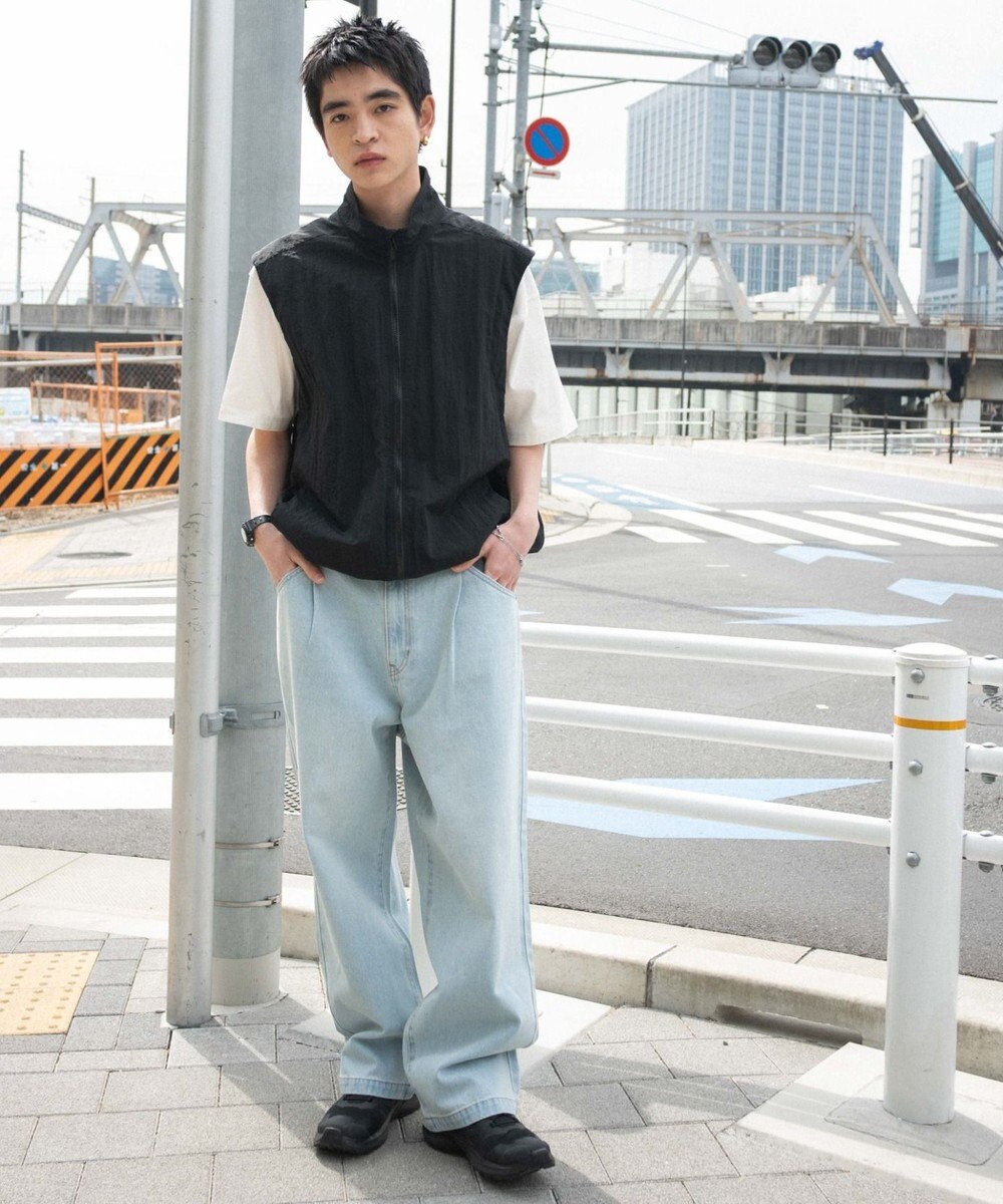 WEGO 【ユニセックス着用ITEM/SMLサイズ展開】ルーズテーパードデニムパンツ 