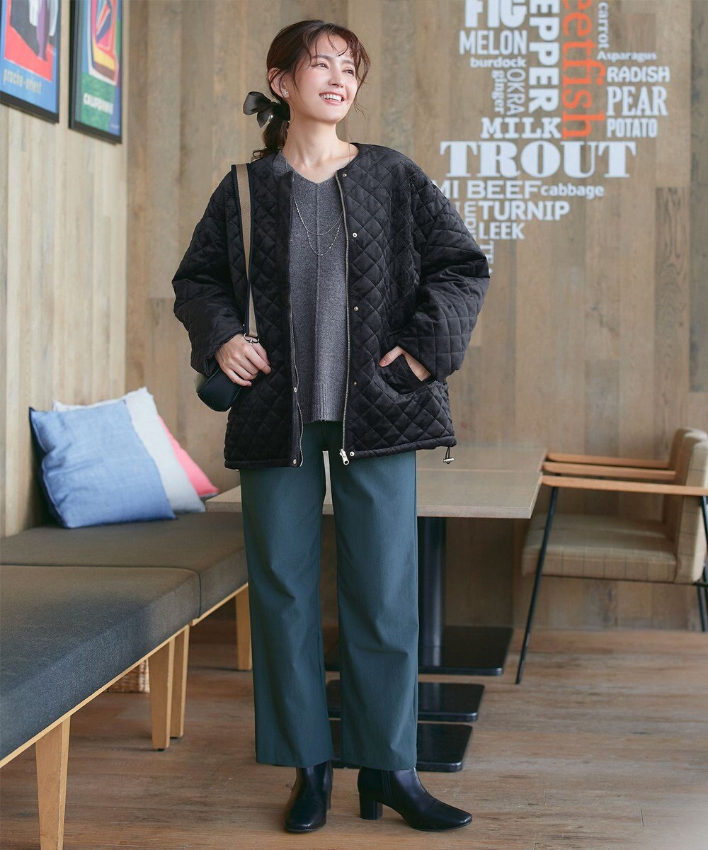 Tiaclasse 【リバーシブル】表裏2WAYベロアキルティングブルゾン 