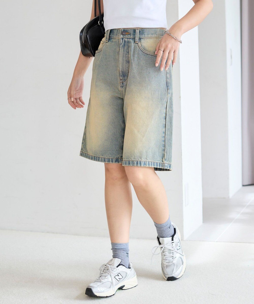 WEGO 【SMサイズ展開】ヴィンテージウォッシュデニムハーフパンツ 