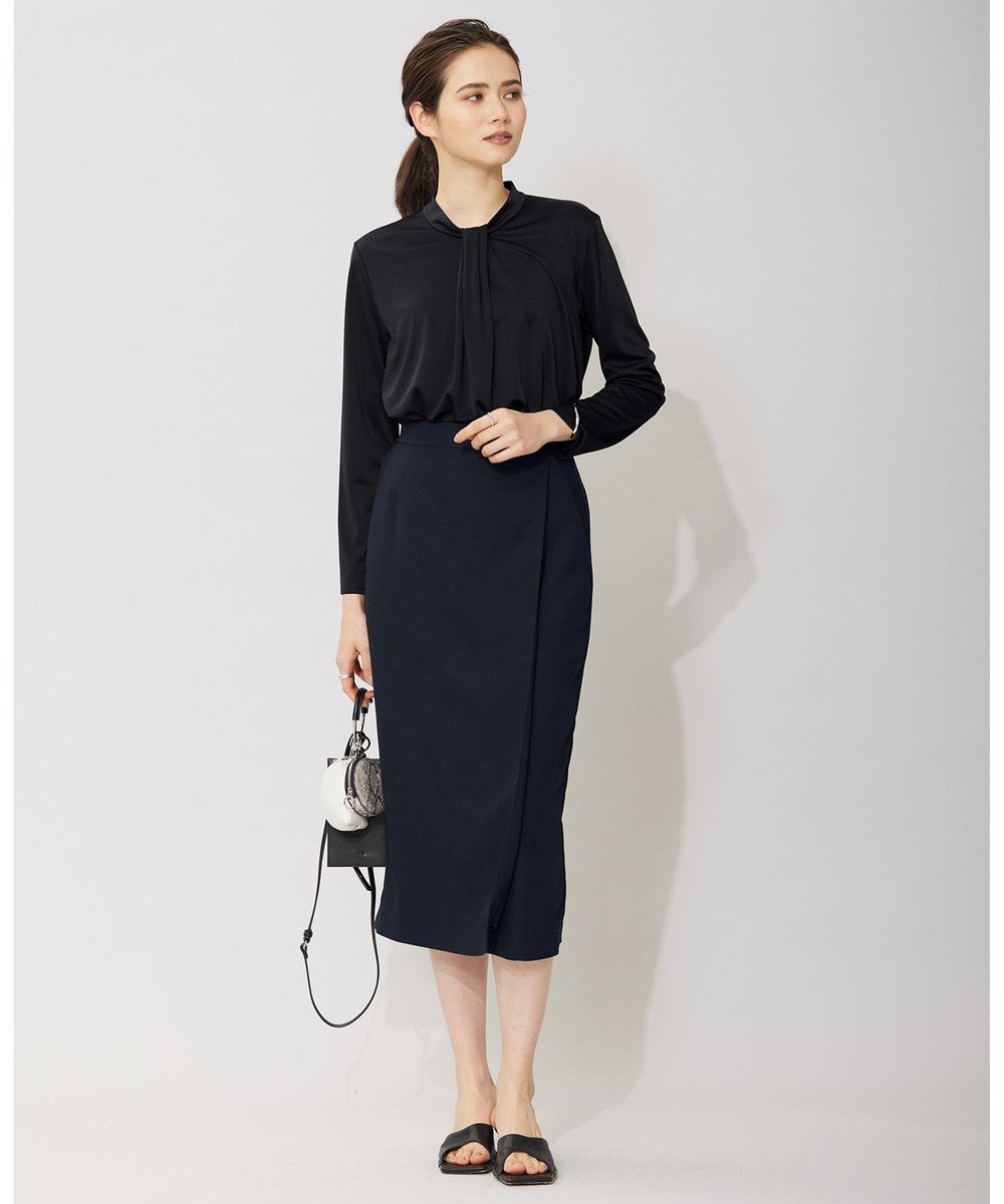 ICB L 【洗える】トリアセサテンスムース ボウタイ風プルオーバー 