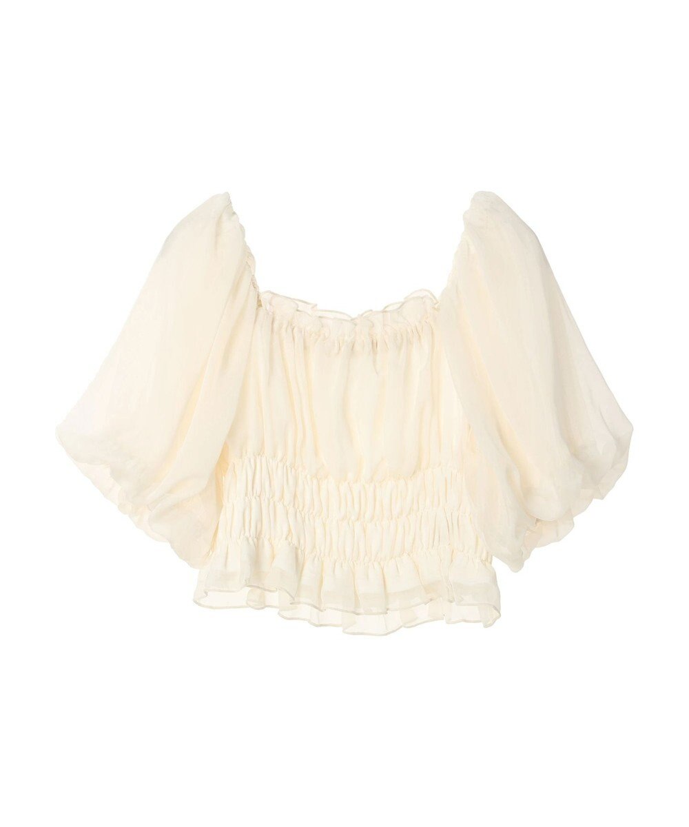 earth music&ecology パフスリーブシャーリングブラウス 