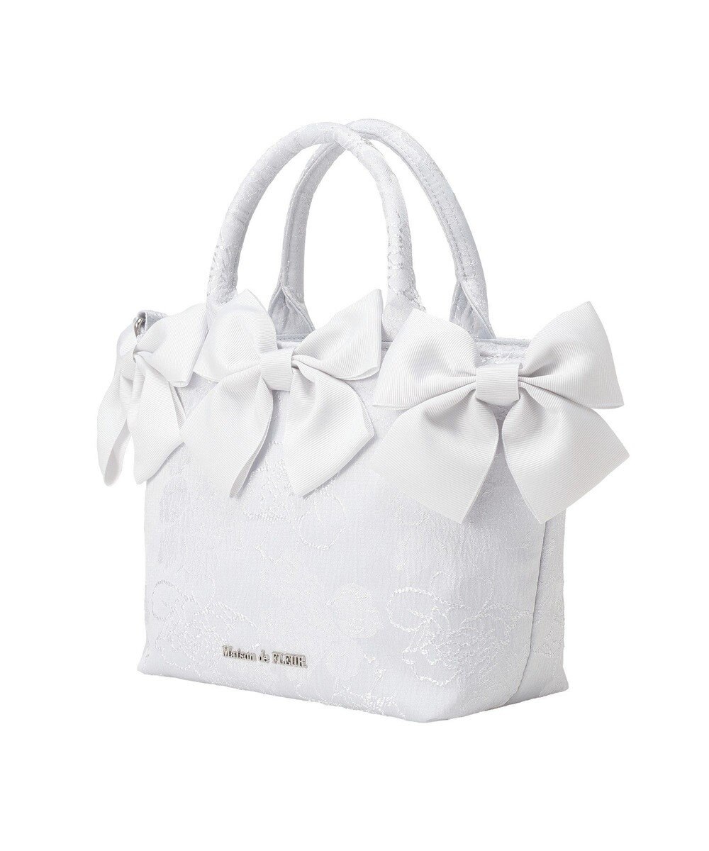 Maison de FLEUR ブルーマニアボリュームリボン２ＷａｙトートＳバッグ 