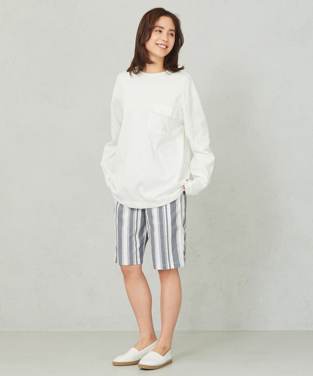 JOSEPH ABBOUD MOUNTAIN 【SPACE／UNISEX】JOE COTTONワイドストライプ ハーフパンツ 