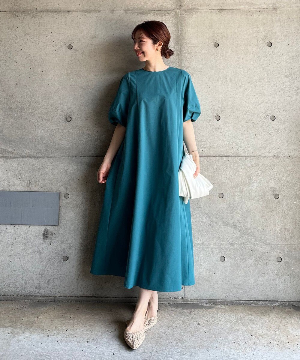 UNFILO 【撥水/シワになりにくい】FINE MOVE ランタンスリーブワンピース 