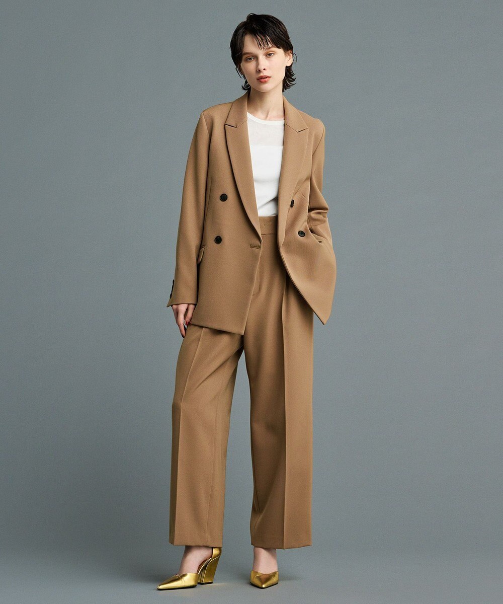 uncrave 【防しわ・UVカット・洗濯機洗い可】バルキーツイル ワイドパンツ(サスペンダー付き)（uncrave STANDARD） 