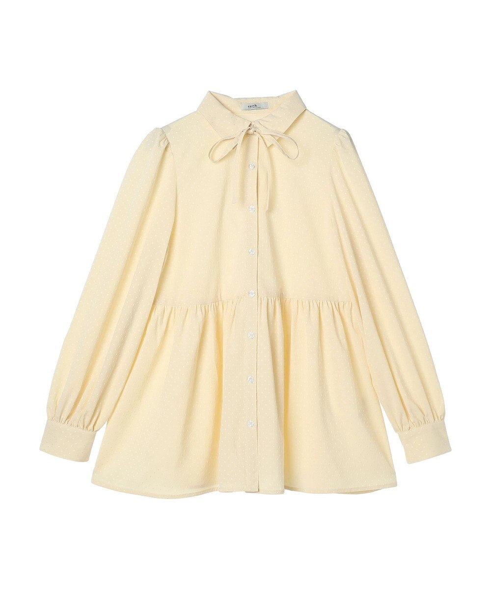 earth music&ecology リボン付き切り替えギャザーシャツチュニック 