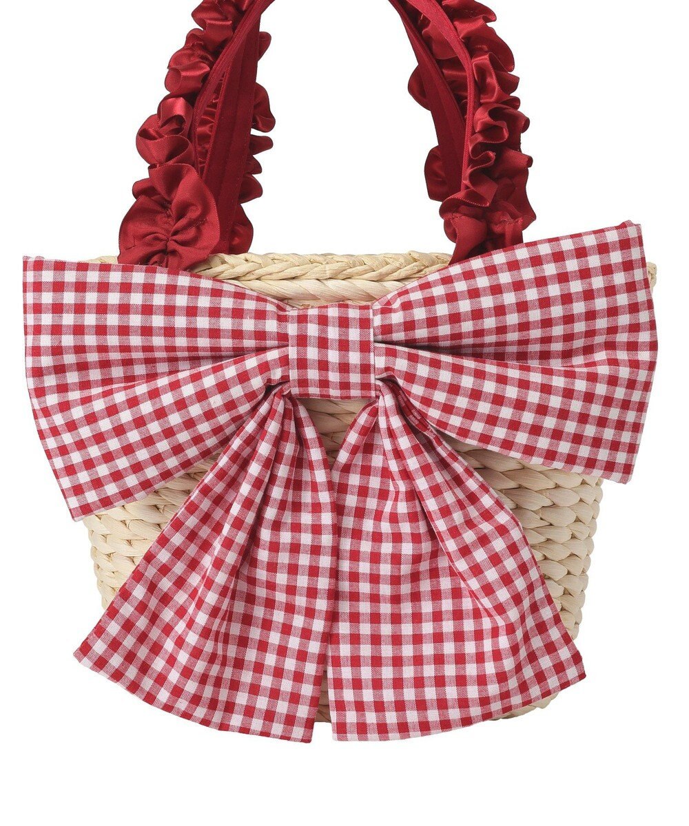 Maison de FLEUR リボンメイズフリルハンドルカゴバッグ 