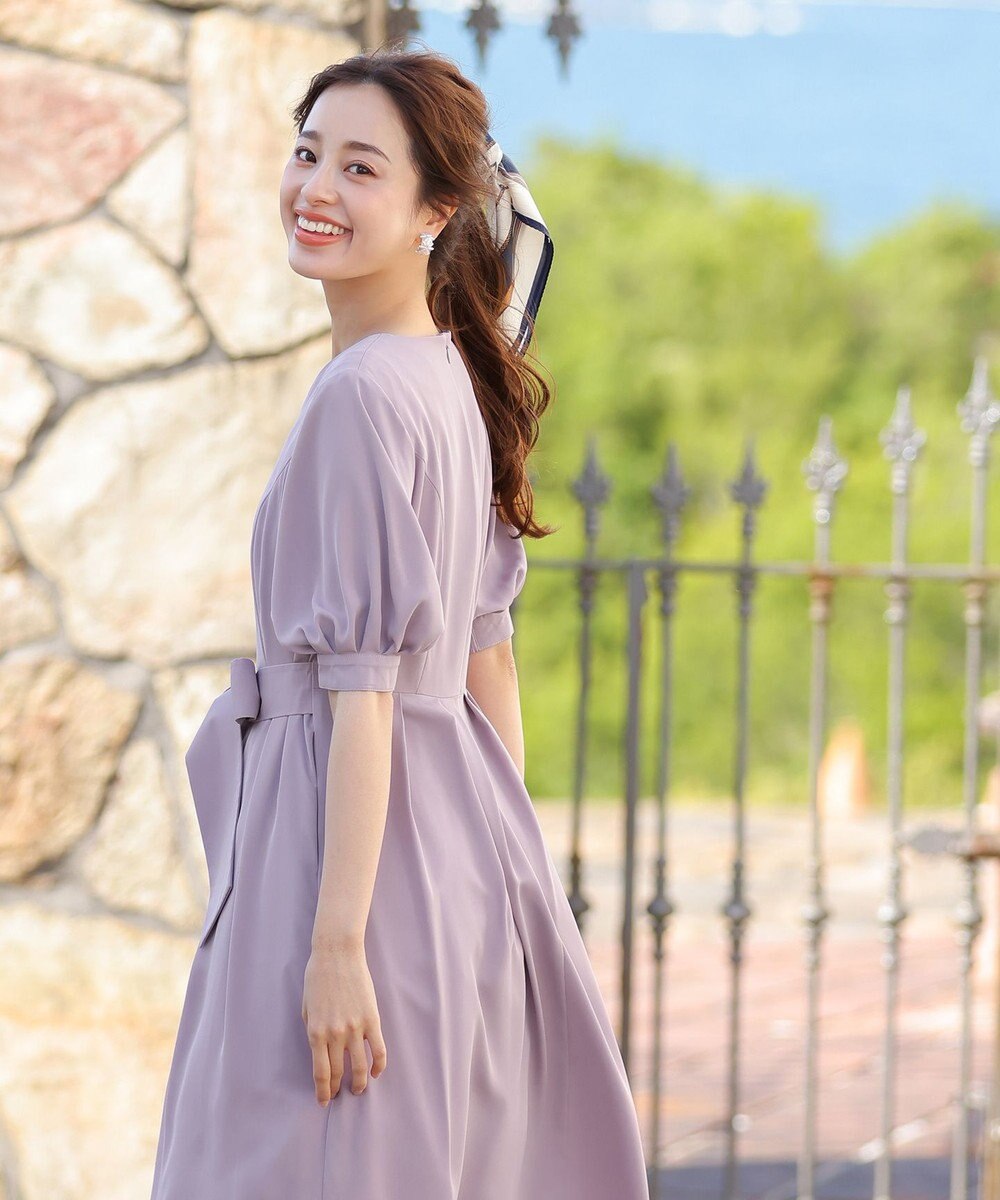 Tiaclasse L 【洗える】パフスリーブワンピース 