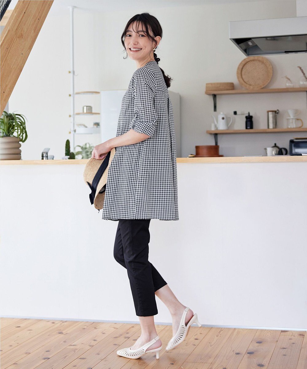 Tiaclasse 【新色追加・洗える】バンドカラーシャツチュニックブラウス 