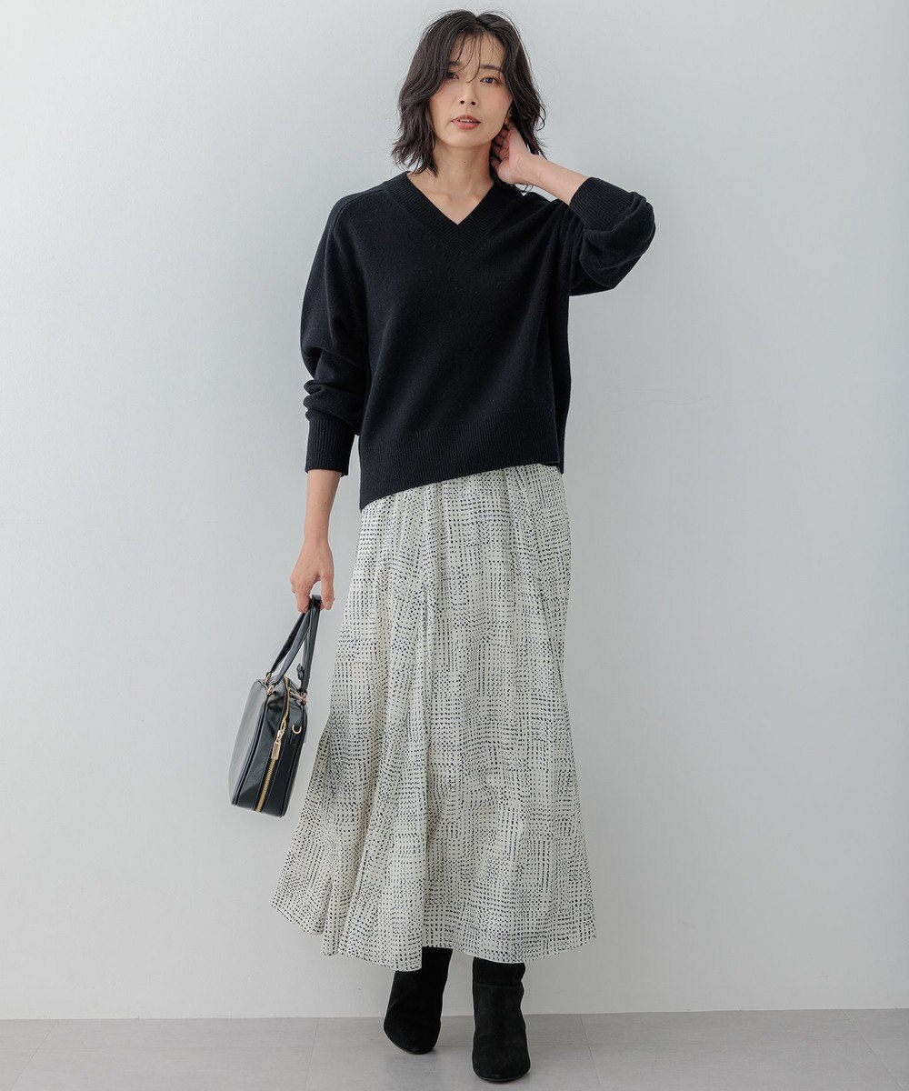 23区 【洗える】モノクロトーンプリント スカート 